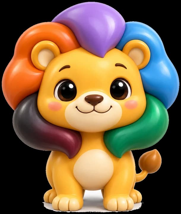 The CREW PANCA lion: a golden lion with a five-colour mane, one colour for each agent